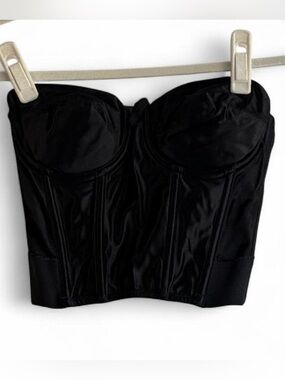 Vintage 1999 Victoria’s Secret Black Satin Strapless Bustier Corset Bra Size 34B